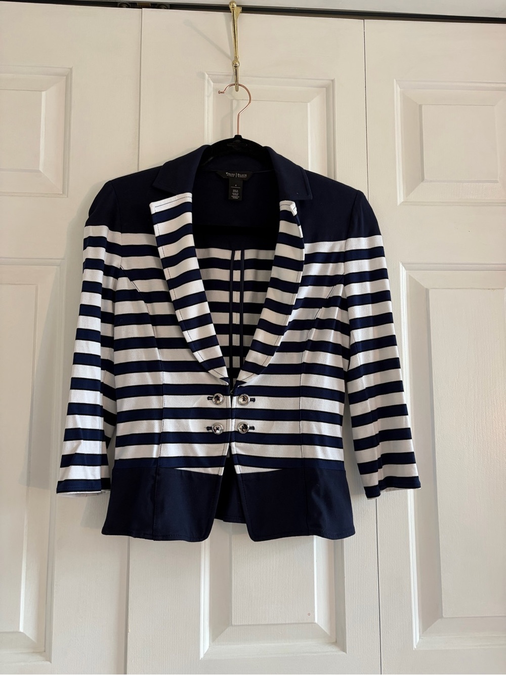White House Black Market Navy and White Striped Blazer